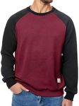 Dokotoo Men Men's Fall Crewneck Sweatshirts Patchwork Long Sleeve Geometric Texture Casual Pullover Shirt, Red, XX-L