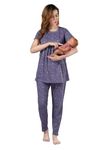 Fabme Women's Purple Maternity Top and Pyjama Set