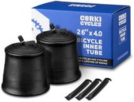 Corki Cycles 2-Pack 26 x 4.0 Fat Tire Bike Tube Schrader Valve 32mm, Butyl Rubber 26 Bicycle Inner Tube Replacement