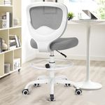 Razzor Drafting Chair Tall Office Chair for Standing Desk Chairs with Adjustable Height Footrest, Armless High Desk Chair Ergonomic Rolling Stool (2077-Z, LightGray)