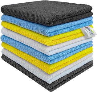 SOFTSPUN Microfiber Basic Cleaning Cloths,8 pcs 40x40cms 280 GSM Multicolor! Highly Absorbent Lint and Streak Free Multipurpose Wash Cloth for Car Window Stainless Steel Silverware.