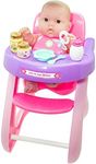 JC Toys - 14" Lots to Love Babies Doll and High Chair | Feeding Gift Set and Accessories | Posable & Waterproof | Ages 2+, Pink