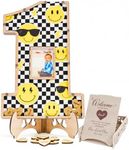 The Real Bossy Baby One Happy Dude Birthday Decorations - 1st Birthday Decorations - Guest Book Alternatives -First Birthday Number One Shaped Photo Frame - (One Happy Dude)