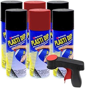AWAREHOUSEFULL Plasti Dip Rim Kit: 4 Aerosol Cans Black, 2 Aerosol Cans Red, 1 Cangun