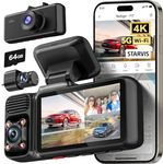 REDTIGER 4K 3 Channel Dash Cam 5G WiFi Built-in GPS, 64GB Card Include, 2160P+1080P+1080P Front and Rear Inside Loop Recording, Triple Car Camera with 3 Inch Screen, IR Night Vision, WDR, Parking Mode