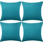 4 Pack Decorative Outdoor Waterproof Throw Pillow Covers, Square Patio Balcony Garden Waterproof Cushion Case, PU Coating Pillow Shell for Couch, Bed, Patio, Sofa, Tent,18 x 18 Inch (Blue-Green)