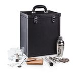 Legacy - a Picnic Time Brand, Hamilton Bartender Kit, Cocktail Set, Portable Bar Case with Cocktail Shaker Set, (Black)