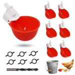 6pcs Automatic Chicken Waterer Dispenser, DIY Chicken Water Cup with Drill, Automatic Poultry Drinker for Chicken Duck Turkey Pigeon Goose Bird