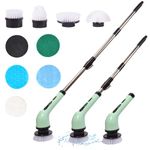 UXEN Electric Spin Scrubber with Adjustable Handle, Cleaning Brush with 9 Replaceable Brush Heads, Power Scrubber for Shower Floor Sink Tile Bathroom Car