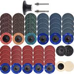 NYXCL 60Pcs 2 Inch Quick Change Sanding Discs Set, 2Pcs 1/4" Holders, Die Grinder Surface Conditioning Burr Rust Paint Removal