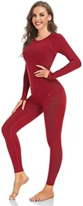 BENEUDNER Long Johns Thermal Underwear for Women Fleece Lined Base Layer Pajama Set Cold Weather Red X-Large