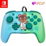 PDP Gaming REMATCH Wired Switch Pro Controller - Animal Crossing - Tom Nook - Blue/Green - Officially Licensed by Nintendo - Customizable buttons and paddles - Ergonomic Controllers