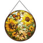 Payutou Sunflower Hanging Stained Glass for Windows,20cm/7.87inch Hand-Painted Sun Catcher Garden Hangings Christmas Mother's Day, Valentine's Day Ornaments Festival Gift