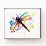 Dragonfly Wall Art by Whitehouse Art | Dragon Fly Dragonfly Gifts, Wall Art for Bedroom, Nursery Decor | Professional Artwork of Dragonfly Original Watercolor Painting | Baby Shower Gifts