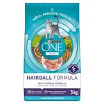 Purina ONE +Plus Dry Cat Food, Hairball Formula Chicken - 3 kg Bag