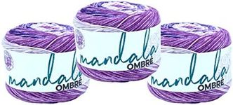 Lion Brand Yarn Mandala Ombré Yarn with Vibrant Colors, Soft Yarn for Crocheting and Knitting, Chi, 3-Pack