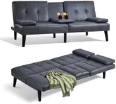 COLAMY Futon Sofa Bed-Leather Small