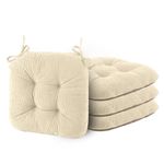 ELFJOY Chair Cushions for Dining Chairs 4 Pack Office Chair Cushion 18x18 Inches Kitchen Chair Pads Breathable and Comfortable Seat Cushion with Ties and Non Slip Backing, Beige