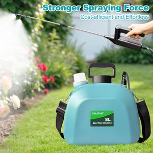 SYLSTAR Battery Powered Garden Sprayer 8L – Electric Weed Sprayer, 3 Mist Nozzles, USB Rechargeable, Blue