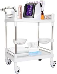 Mobile Utility Cart with Wheels Professional Medical Trolley Cart 220 Lbs Load Plastic and Stainless Steel Esthetician Storage Cart with Basins and Kegs for Beauty Salon Hospital Clinic Home