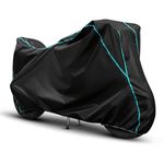 SKYCLUN Bike Cover Compatible for Harley Davidson Forty Eight | 100% Waterproof | Dust and UV Protection | Elastic Bottom | Triple Stitched | 5-Thread Interlock (Black & Navy Piping)