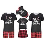 Uillui Family Pajamas Matching Set Xmas Matching Pjs Sets Holiday Sleepwear Dad Mom and Me Matching Outfits Loungwear Set, A02#black, X-Large