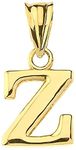 Fine Personalized Initial Z Charm Pendant in Solid 14k Yellow Gold