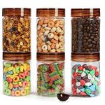 PEARLPET Tiffany Plastic Containers for Kitchen Storage | Plastic Container Set with Spoon | BPA-Free, Stackable Jars | Brown,300 ML (Set of 6)
