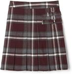 French Toast Girls' Adjustable Waist Pleated-Front Two-tab Scooter, Burgundy Plaid, 14