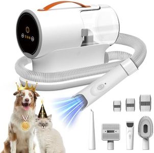 FIXR Powerful Pet Vacuum for Grooming - 12000Pa Suction, 2L Dust Cup, Low Noise, 3 Levels, 5 Grooming Tools