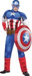 Party City Captain America Muscle Costume for Men - Marvel Costume Includes Jumpsuit, Belt, & Hood - Costumes for Halloween, Birthday Parties & Themed Events