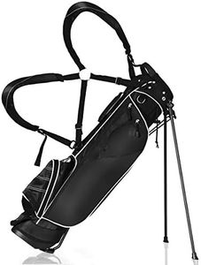 Costway Golf Stand Bag, Ultra Lightweight Golf Bag with 4-Way Top Dividers, Adjustable Dual-Strap, Foldable Bracket, Handles, Outer Pockets for Extra Storage, Easy Carry Golf Clubs Carrier, Ideal for Golf Course & Travel