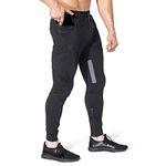 BROKIG Men Stripe Gym Joggers Pants, Causal Tapered Workout Sweatpants Jogging Sweat Track Pants with Zipper Pocket (Black, X-Large)