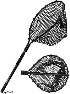 Hlotmeky Rubber Landing Net - Large Heavy Duty Fishing Net for Saltwater, Kayak - Folding Retractable With Long Handle