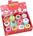 MEFESE 12PCS Bath Bombs Gift Set for Christmas with Santa Claus Snowman Elk for Baby Girl Women Relaxing & Organic Essential Oil