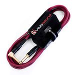 VisioSound Premium Guitar Bass Lead 6.35mm 1/4" Angled Jack/Pro Noiseless Instrument Cable (Purple, 3m)