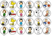 48 Peanuts/Charlie Brown/Snoopy 3cm Mini Discs Edible Wafer Paper Disc Cupcake Toppers (NOT PRE CUT)