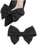 Tsangbaby Satin Bow Shoe Clips Dots Solid Color Shoe Clips Removable Shoe Clips Elegant Wedding Party Shoe Buckle Bag Clothing Hair Accessories for Women Girls 2 Pcs, One Size, Cotton, No Gemstone