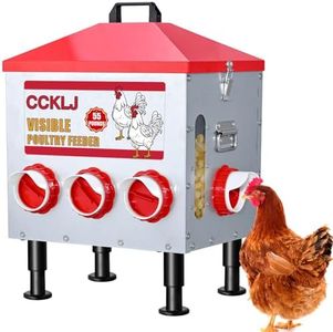 8-Port Poultry Feeder for Backyard Flocks – Holds 55 LBS, Stops Pecking Order Bullying, Adjustable Height, Galvanized Steel & Stainless Steel