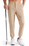 Libin Men's Slim Fit Golf Pants, 4-Way Stretch Quick Dry Athletic Joggers with Pockets, Work Dress Casual Pants, Khaki L