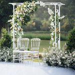 Wedding Metal Square Arch Stand: 6.8Ft Backdrop Balloon Archway for Party Ceremony Photo Booth Decoration - Iron Garden Arbor for Flower Plant Climbing - Outdoor Pergola for Backyard Lawn White