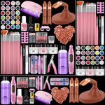 Acrylic Nail Kit for Beginners with Everything: Nail Acrylic Powder Liquid Set with 3PCS Practice Fingers Drill UV lamp - Nail Art Starter Kits in Pink Bag for Women Girl Home Salon DIY