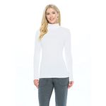 Natural Uniforms Women's Long Sleeve Mock Turtle-Neck T-Shirt Under Scrub (White, Medium)