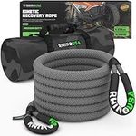 Rhino USA Kinetic Rope Recovery Kit (5/8in x 20ft Gray) - Heavy Duty Offroad Snatch Strap - for UTV, ATV, Truck, Car, 4 Wheel Drive, Tractor