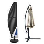 Teynewer Parasol Cover Waterproof, Cantilever / Straight Parasol Protective Cover with Telescopic Pole and Zipper Fit for 2 to 4 m Large Umbrella Patio Parasol UV-Anti Windproof (280x30x81/46cm)