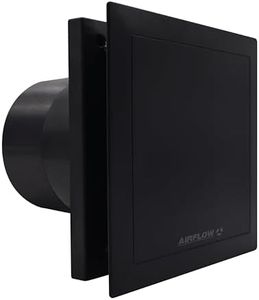 Airflow® QT100 T Black Bathroom Extractor Fan – German Engineered, QuietMark Certified, Ultra Quiet 25 dB, Energy Efficient, Auto Start & Adjustable Timer, 2-Speed Operation, IP45, 3-Year Warranty