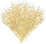 Okuna Outpost 150 Pack White Pearl Toothpicks for Food, Decorative Bamboo Cocktail Picks for Appetizers (4.7 in)