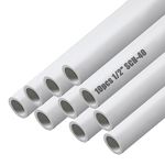 Sasylvia 10 Pcs Length PVC Pipe White DIY PVC Projects Sch40 Furniture Grade PVC Pipe for Home, Greenhouse, Garden, Farm, Workshop (1/2 Inch,4 Ft)