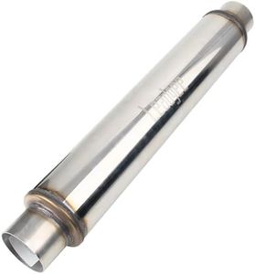 Leadgee 2.5" Inlet/Outlet Exhaust Muffler 2 1/2" Resonator Muffler 3.5" Round 18" Body Length 22" Overall Length Stainless Moderate Sound Universal Exhaust Resonator