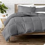 Bare Home Comforter Set - King/California King - Goose Down Alternative - Ultra-Soft - Premium 1800 Series - All Season Warmth (King/Cal King, Grey)